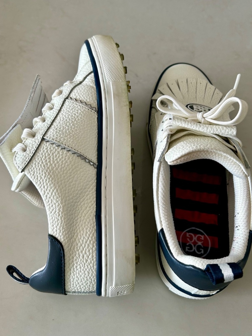 G/FORE Womens Kiltie Durf Saddle Stripe Golf Shoes - Snow/Twilight Size 9 - Picture 6 of 6
